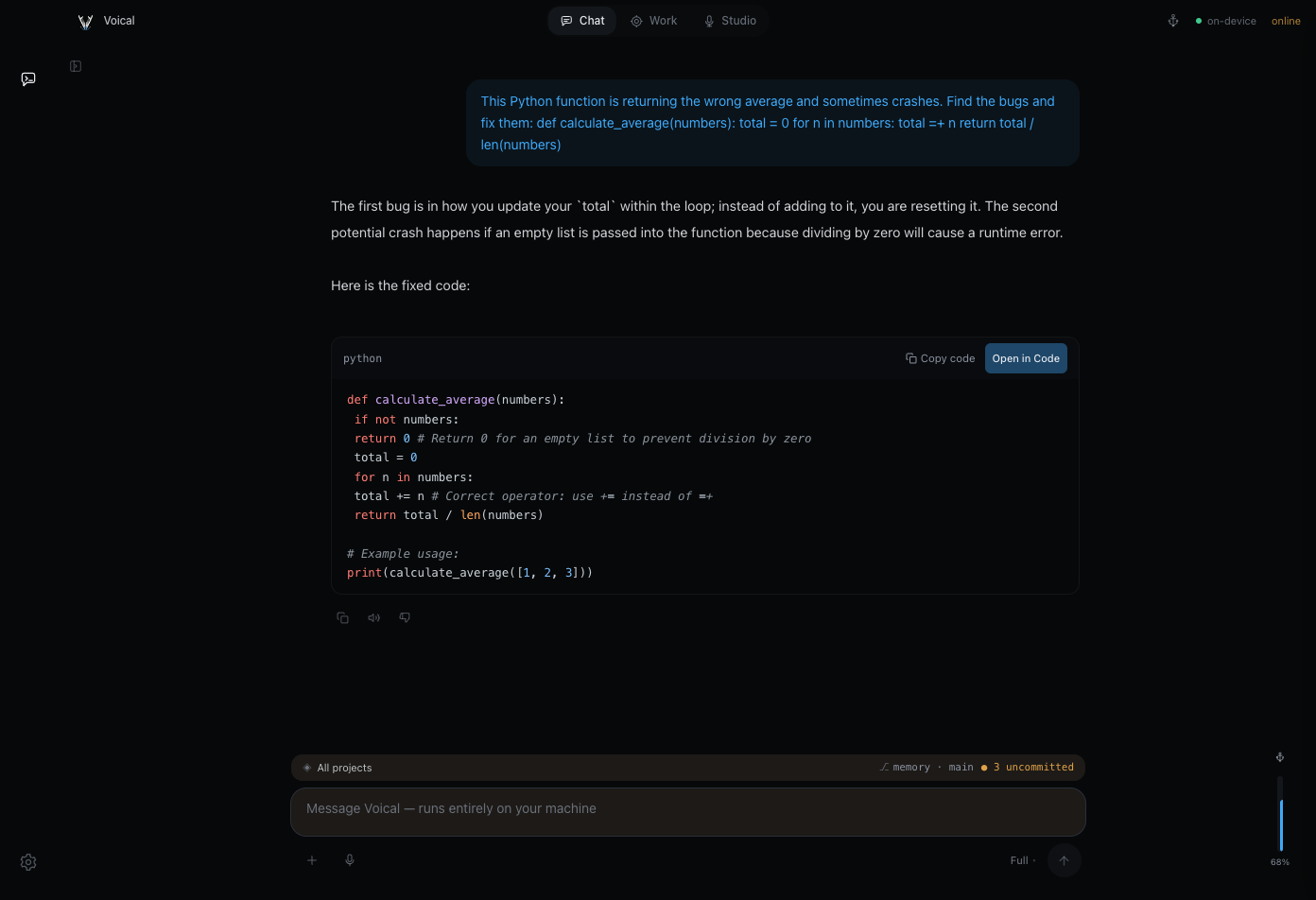 Voical finding and fixing Python bugs